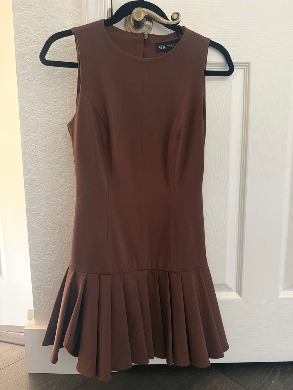 Zara Brown Pleated Dress Size XS